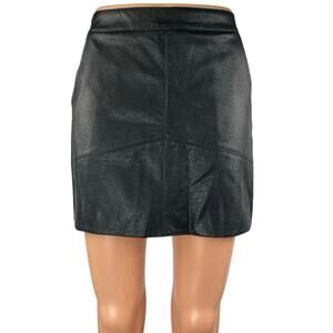 Lulus Women's Black Faux Vegan Leather Zipper Pockets Mini A-Line Skirt Size XS